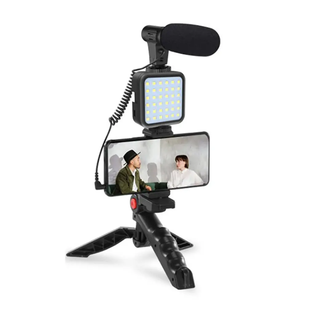 

Condenser Microphone With Tripod LED Fill Light For Professional Photo Video Camera Phone For Interview Live Recording YouTube