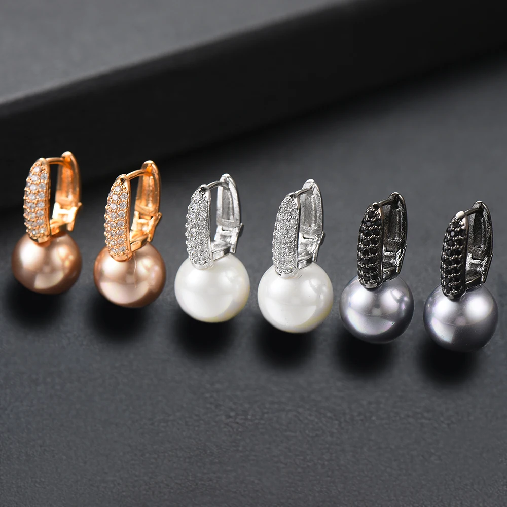 

LARRAURI Luxury Iregular Geometry Trendy Cubic Zirconia Pearl Earrings For Women Wedding Party Earring High Jewelry Addiction