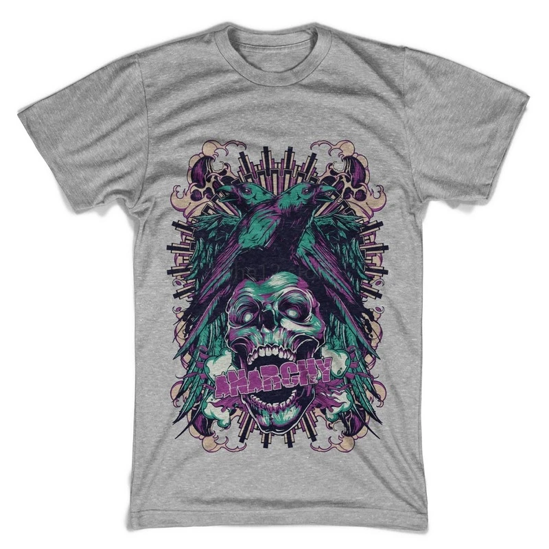 Анархия футболка с воронами 2019 новый летний Стиль Уличная Хлопковая мужская