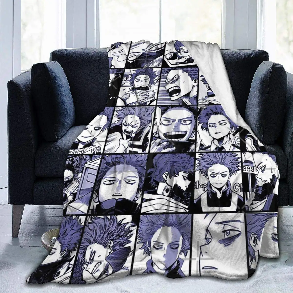 

My Hero Academia Collage Anime Shinso Fleece Throw Blanket Fuzzy Warm Throws for Winter Bedding Couch and Plush House Warming