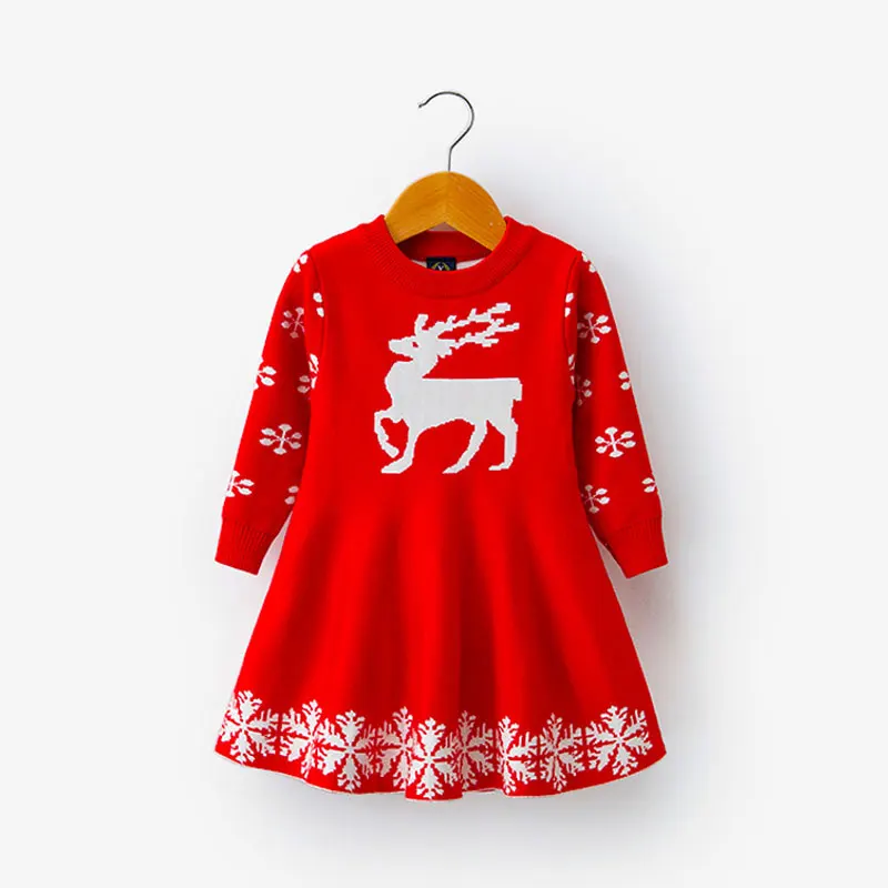 Платье принцессы для девочек рождественские детские платья вязаное праздничное