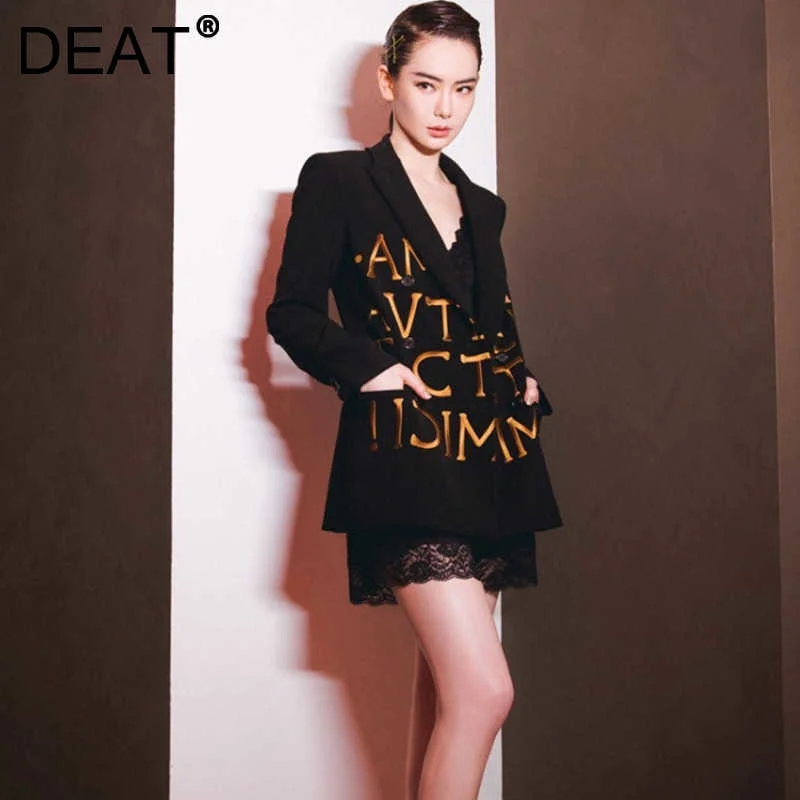 

DEAT 2021 new Autumn And Winter fashion women clothes notched letters embroidery pockets office lady suit blazer WP87701L