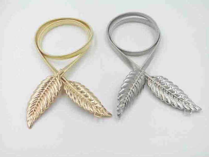 

Women's Fashion Metal Golden Silver Leaves Chain Belt Waist Band Elasticity Waist Belt for Dress Skirt Bands Female