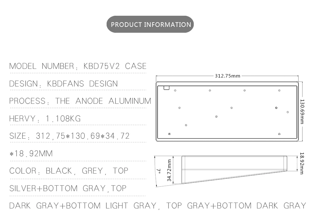 KBDfans KBD75 V2 Пользовательские DIY kit без колпачков для mx механическая клавиатура