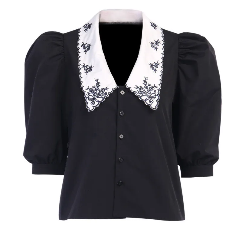 

NEW Blouse Women Chiffon Tops Ruffle Embroidery Vintage Vadim Lady Shirt Autumn Fashion 2020 Tunic Spanish Blouse Women Clothing