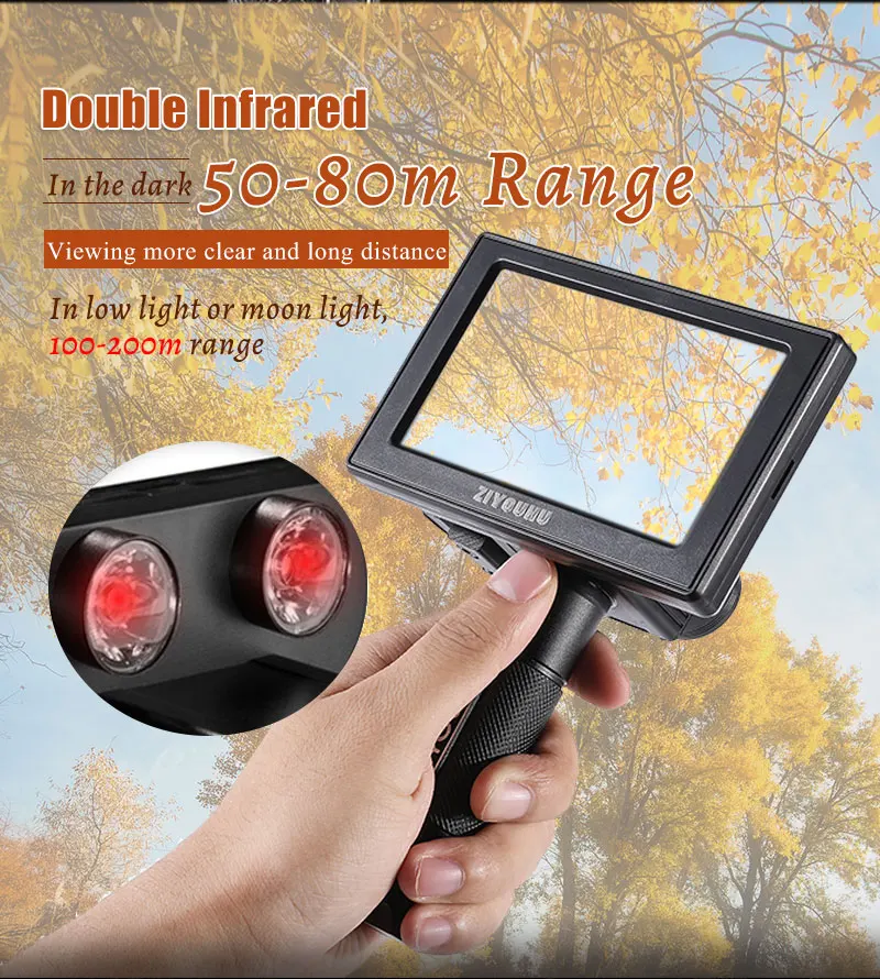 

Handheld Night Vision 4.3inch LED HD Large Screen With Infrared Laser Light Dual Use Day and Night for Camping Hunting Equipment