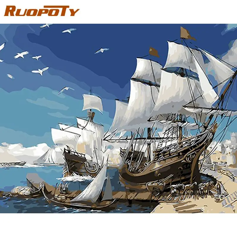 

RUOPOTY Frame DIY Painting By Numbers Picture By Numbers Landscape Wall Art Acrylic Paint For Home Decor Art