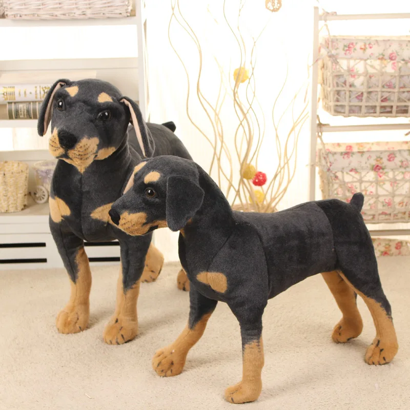 candice guo cute plush toy lovely animal emulational black dog Doberman stand puppy soft stuffed doll birthday Christmas gift 1p | Игрушки и
