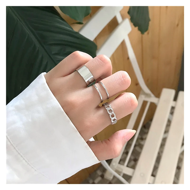 

3pcs/set Hollow Geometric Fashion Open Rings Golden Silver Hand Jewelry Women Girl Rings Accessories For Friends