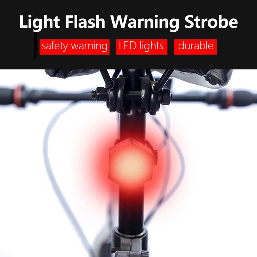 Red White Cycling Light USB Rechargeable Bicycle Tailight Hexagon Safe Warning Flashing Tail Riding Bike Lights | Спорт и