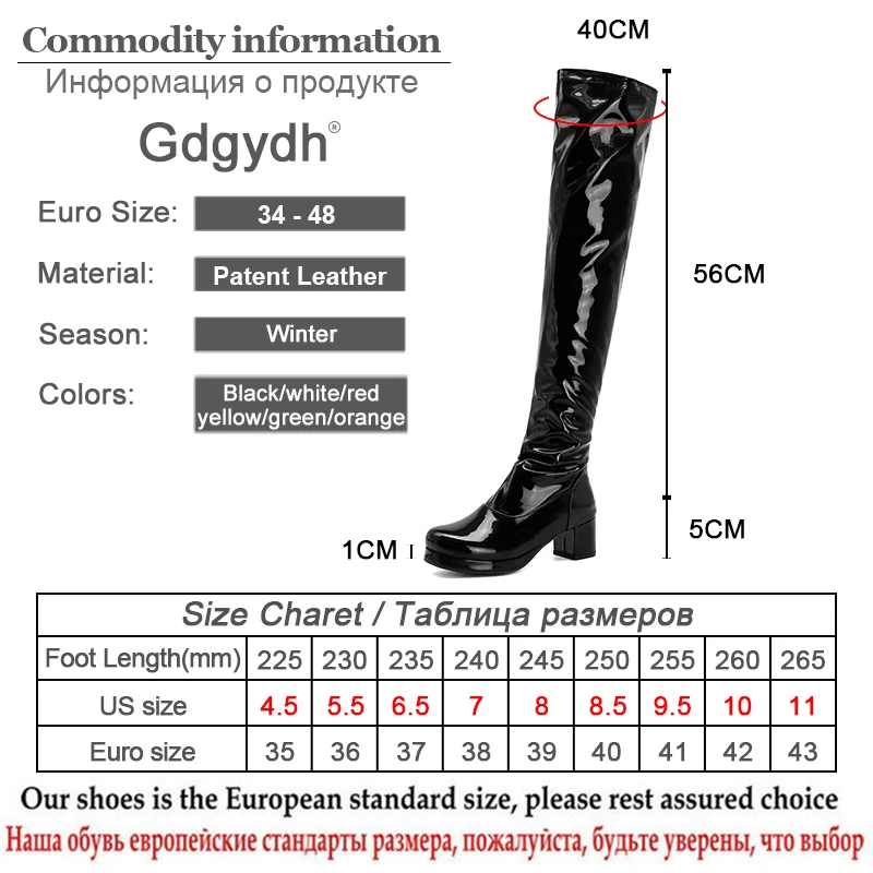 Gdgydh/женские Сапоги выше колена из лакированной кожи Модные высокие сапоги ярких