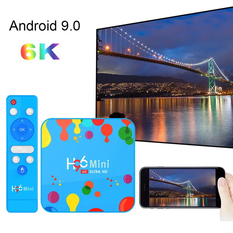 H96 Мини Android 9 0 телеприставка H6 четырехъядерный процессор 6K H.265 USD3.0 двойной Wifi IPTV