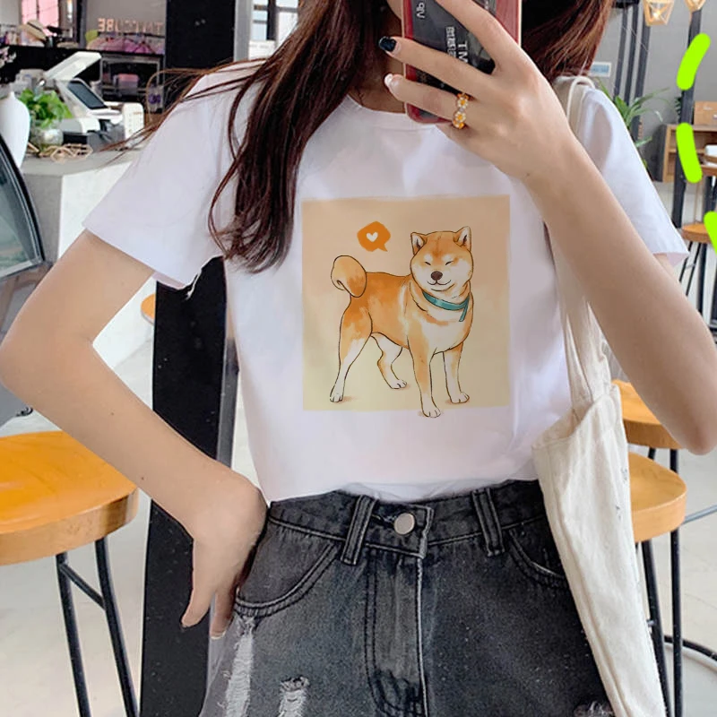 

Women T-shirt Vogue Shiba Inu Tshirt Women Harajuku Casual tshirts Streetwear Graphic Tops Tee Gift 90s Lady Yong Girl Drop Ship