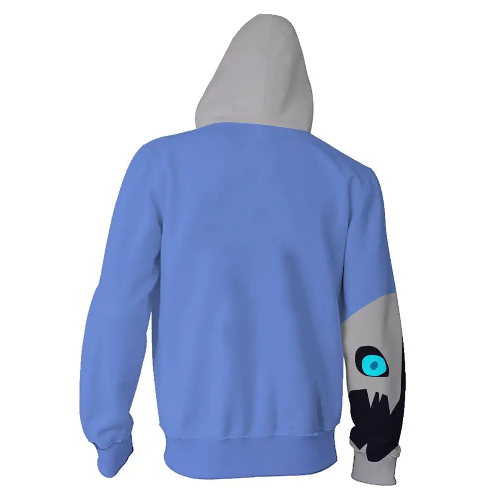Новая голубая Толстовка Undertale Sans куртка на молнии с 3D принтом свитшот костюм для