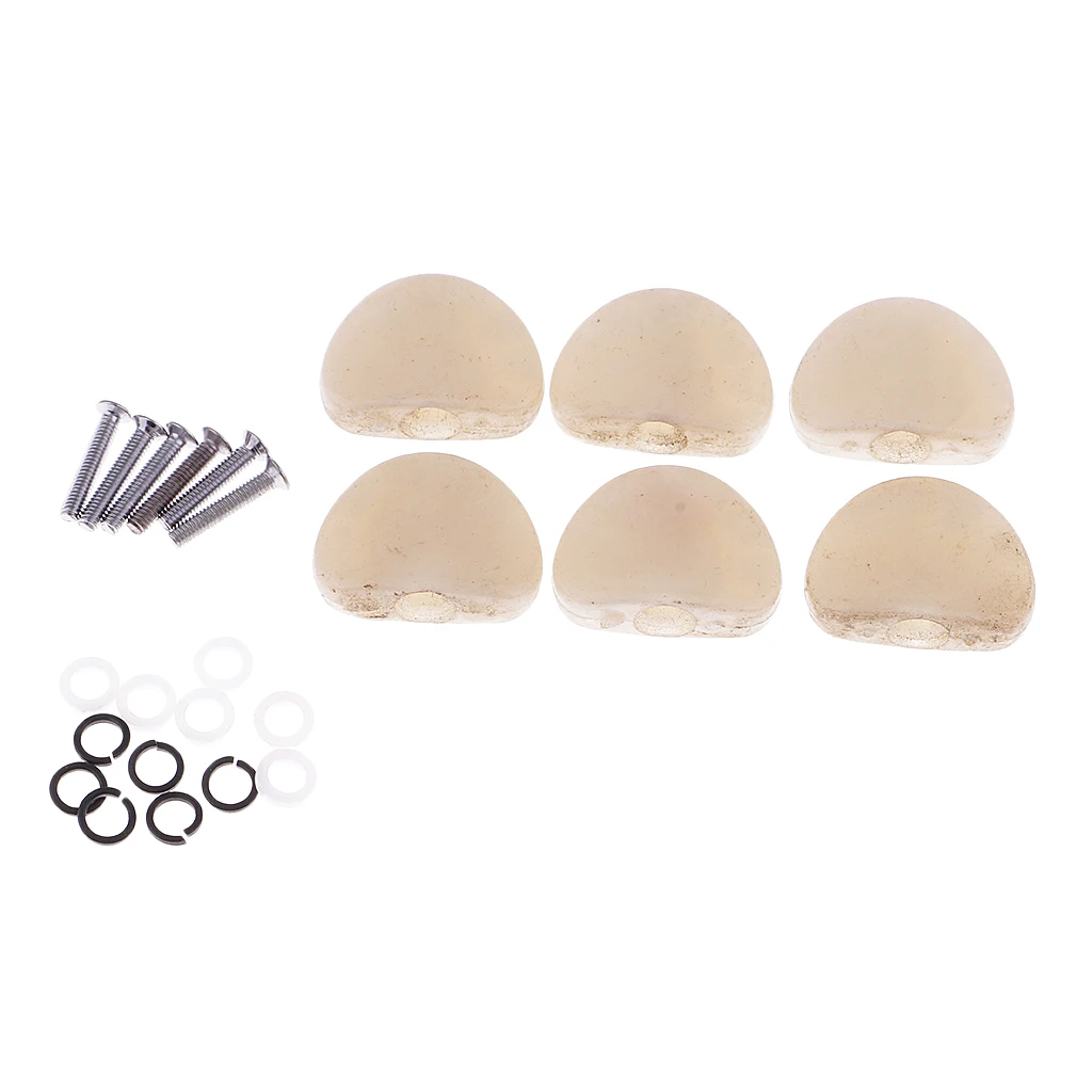 6 Pieces Plastic Electric Guitar Tuning Peg Knobs Tuner Button Cap White | Спорт и развлечения