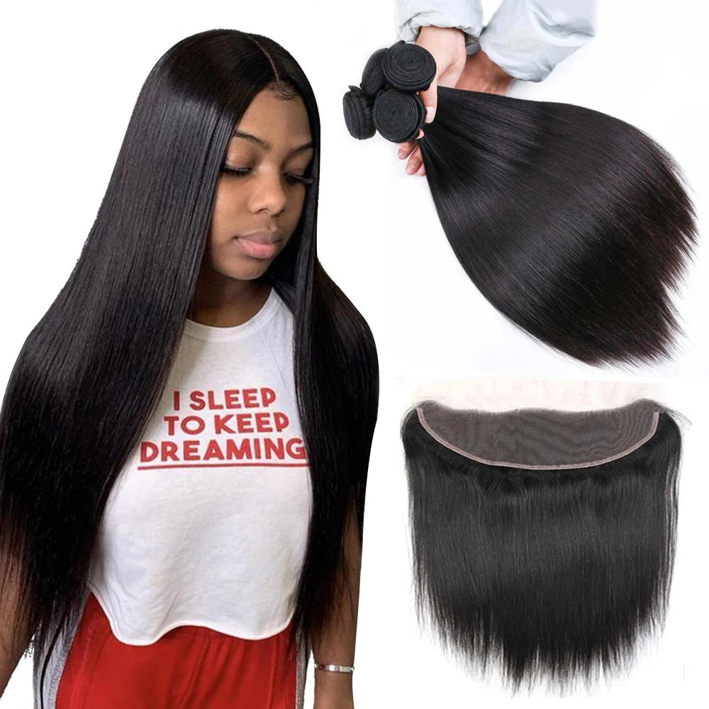 Бразильские пряди волос с застежкой прямые волосы 3 13*4 человеческих | Шиньоны и