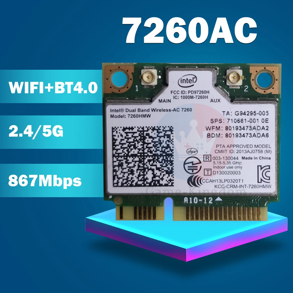 Двухдиапазонная Беспроводная-AC7260 7260HMW 7260AC 7260HMWAC half Mini PCI-e BT4.0 беспроводная карта