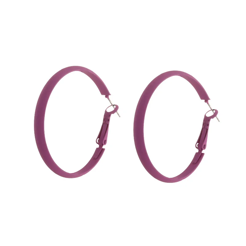 

Minimalist Large Small Hoop Earrings 2020 Matte Purple Painted Circle Round Earring for Women Elegant Fashion Jewelry