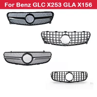 car modified middle grille for mercedes benz glc x253 w253 gla x156 abs plastic front grill diamond gt style