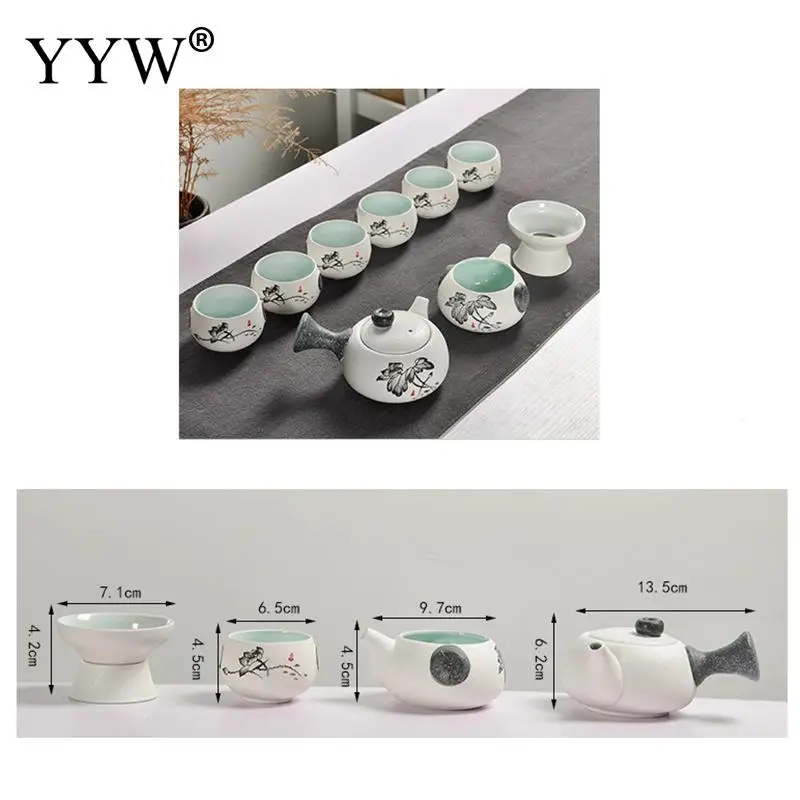 10pcs Tea Set Ceramics Thermostability Tea Set New Year Gift With Gift Box& Durable& Different Design For Choice Floral