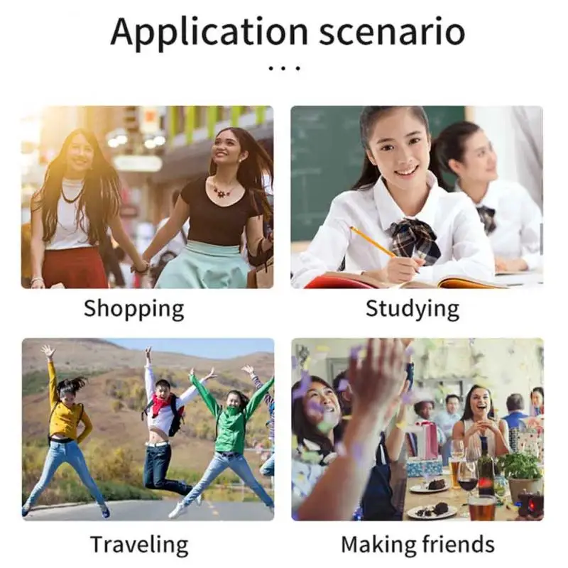 Портативный беспроводной умный мини переводчик 68 языков двусторонний в режиме