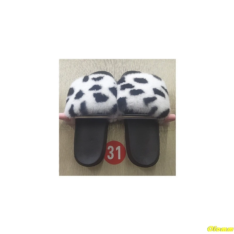 

Real fox Fur Slippers Women Home Fluffy Sliders Comfort Furry Summer Flats Sweet Ladies Shoes Female Furry Indoor Flip Flops