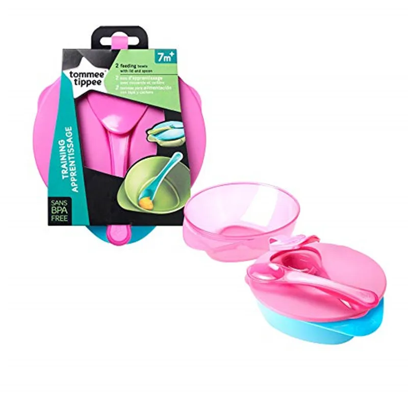 Детские Dinnerwar комплекты тренировочные тарелки и ложки 2 кормушки с 1 крышкой ложка