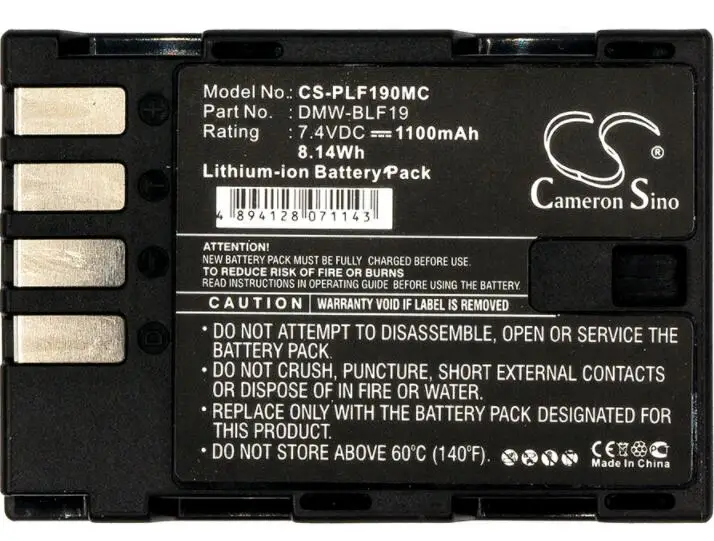 

cameron sino 1100mah battery for PANASONIC Lumix DMC-GH3 DMC-GH3A DMC-GH3AGK DMC-GH3GK DMC-GH3H DMW-BLF19 DMW-BLF19E