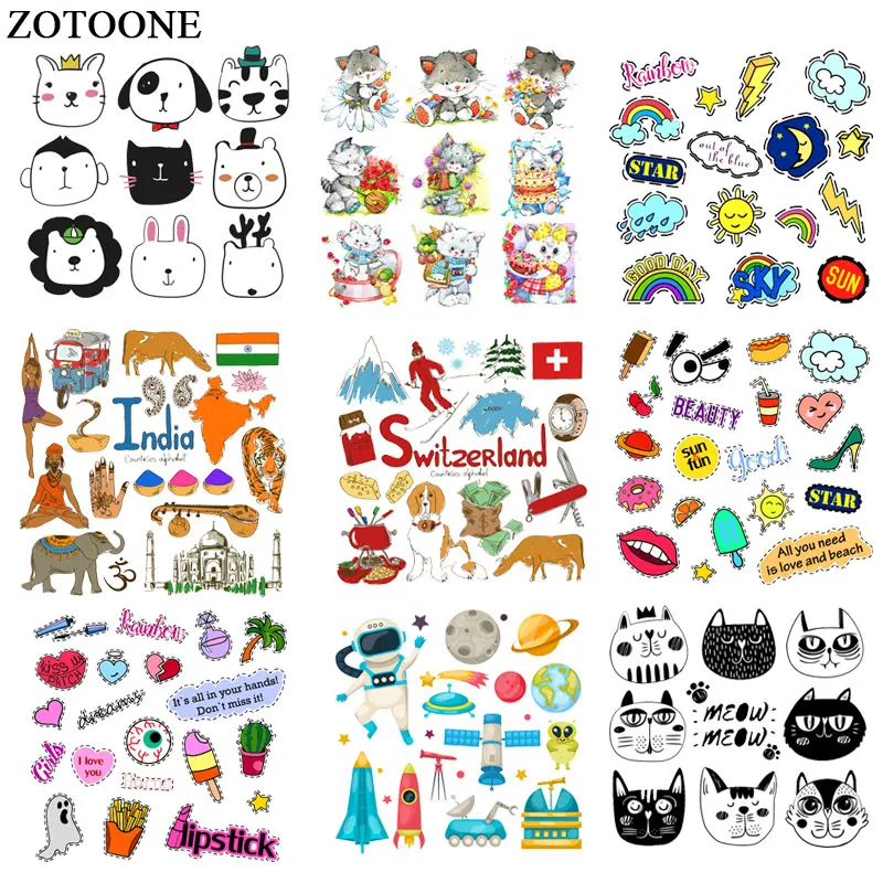 ZOTOONE животного Кот космонавт патч железа на переводы для одежды приложений DIY