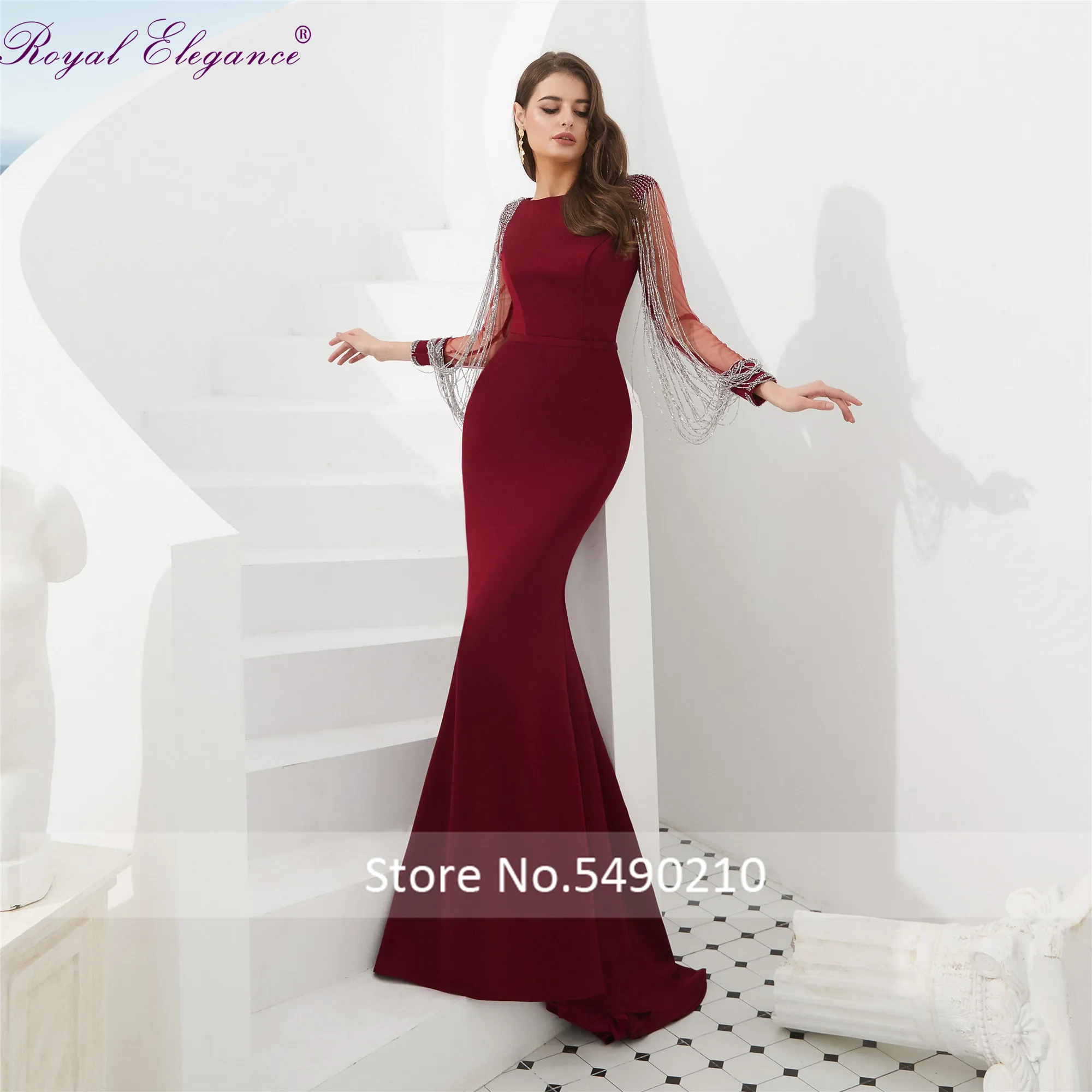 Королевское элегантное вечернее платье с коротким рукавом глубоким вырезом из