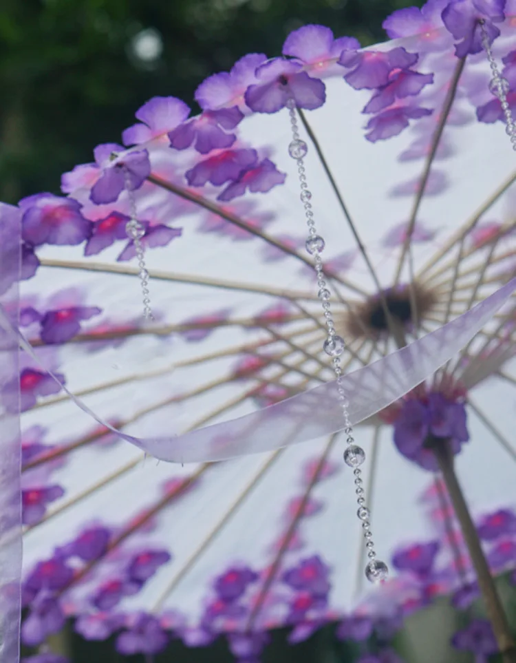 

Children's Painting Cos Tassel Magic Ribbon Han Suit With Umbrella Rain Women Props Purple Flower Umbrella Paraguas Paraplu