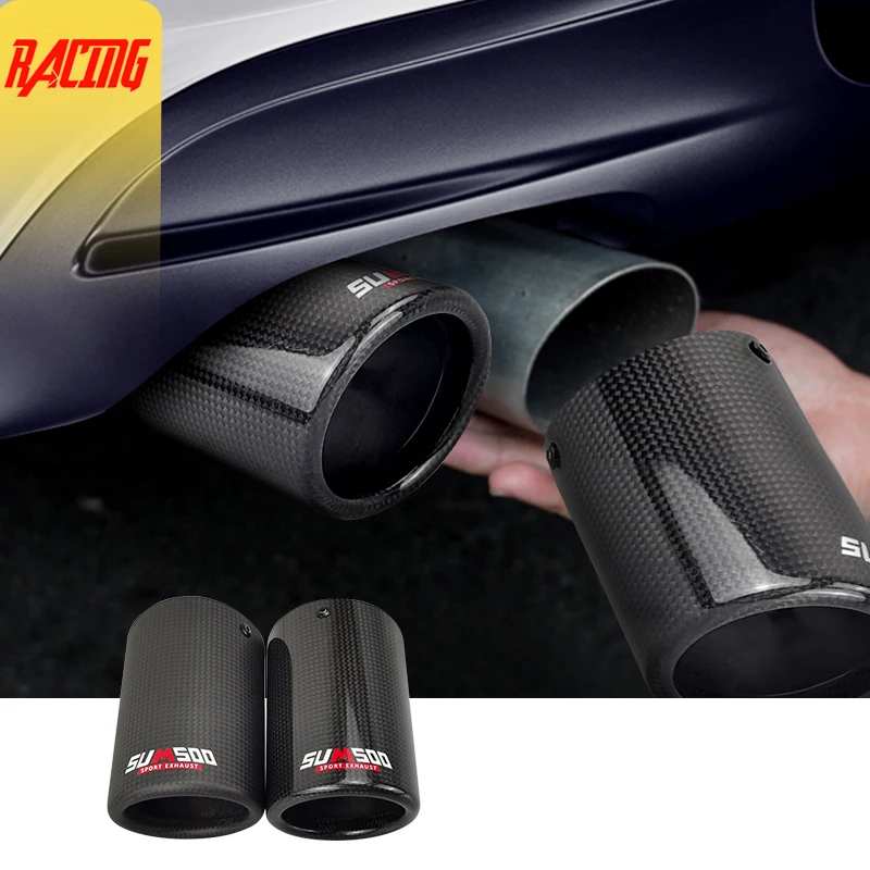 

SUMSOO 1 Pcs Carbon Fiber Car Exhaust Muffler Tail Tip Cover for VW Tollswagen Tiguan Lavida Beetle Golf POLO BORA