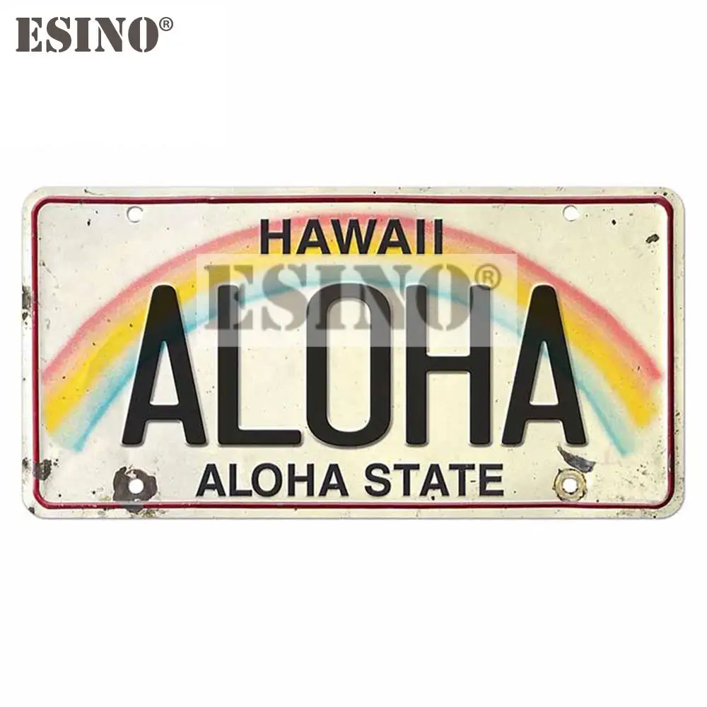 

Стайлинг автомобиля, креативная винтажная Гавайская Лицензия Aloha State наклейка на багажник, мультяшная ПВХ водонепроницаемая наклейка для к...