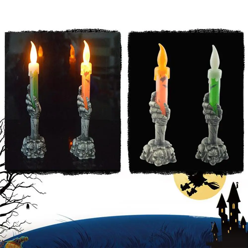 1/2PcsLED подсвечник Гуль ручной для дома на Хэллоуин вечерние DIY Декор Подсвечник с 3