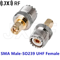 2pcs sma male plug to so239 uhf female jack pl259 female rf adapter connector for radio