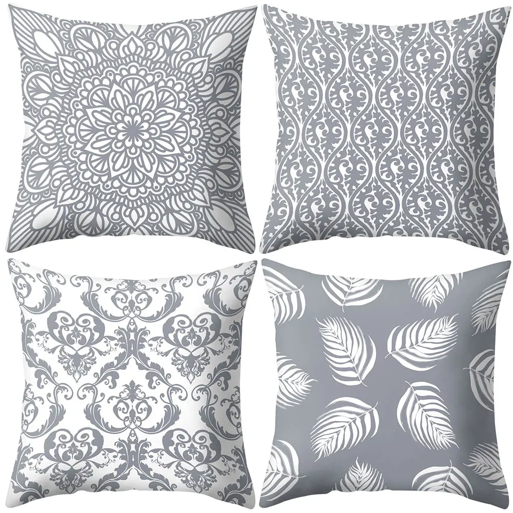 Серый геометрический квадратный защитный чехол для подушки постельные