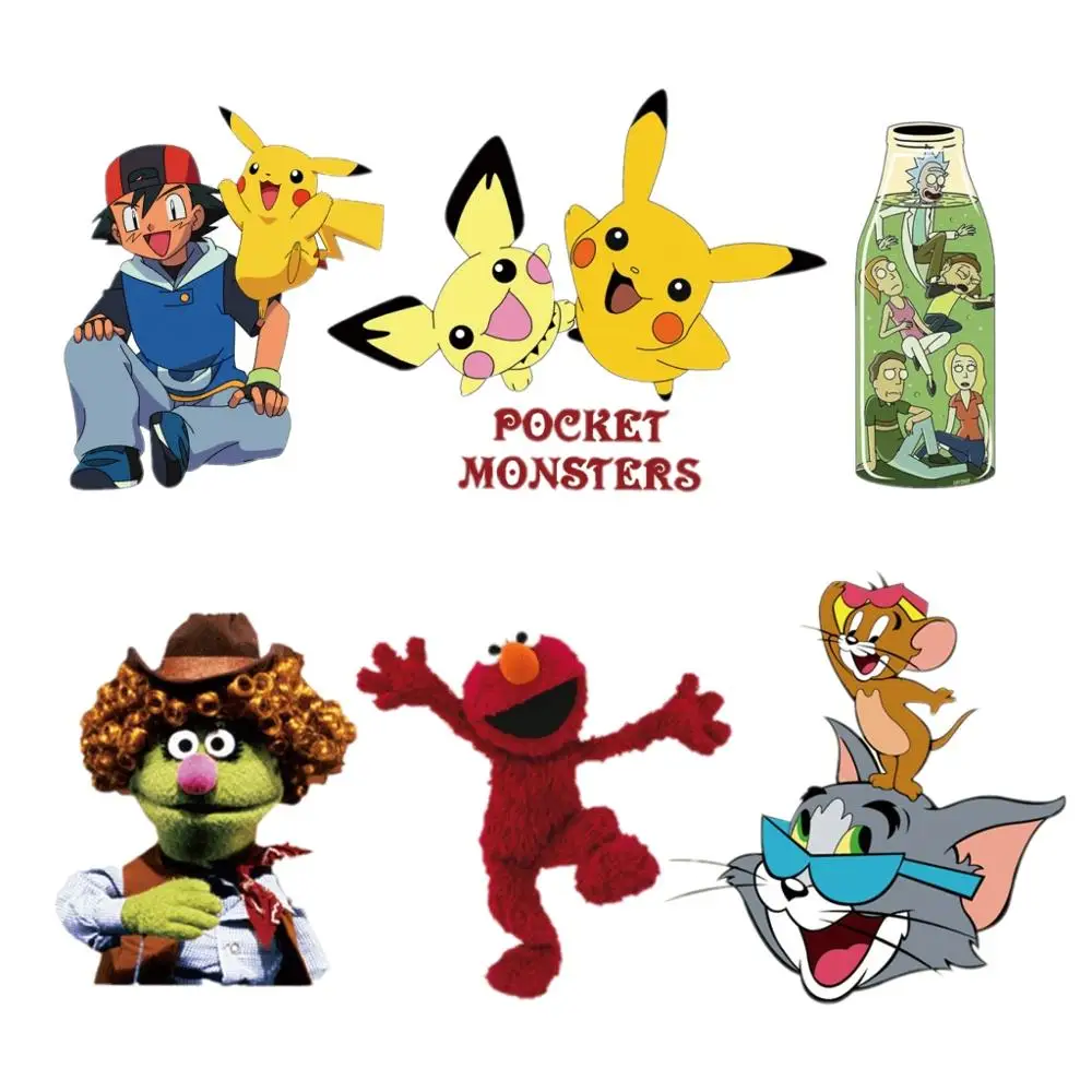 6 шт./компл. мультяшная Пикачу кошка мышь Улица Сезам термочувствительный патч