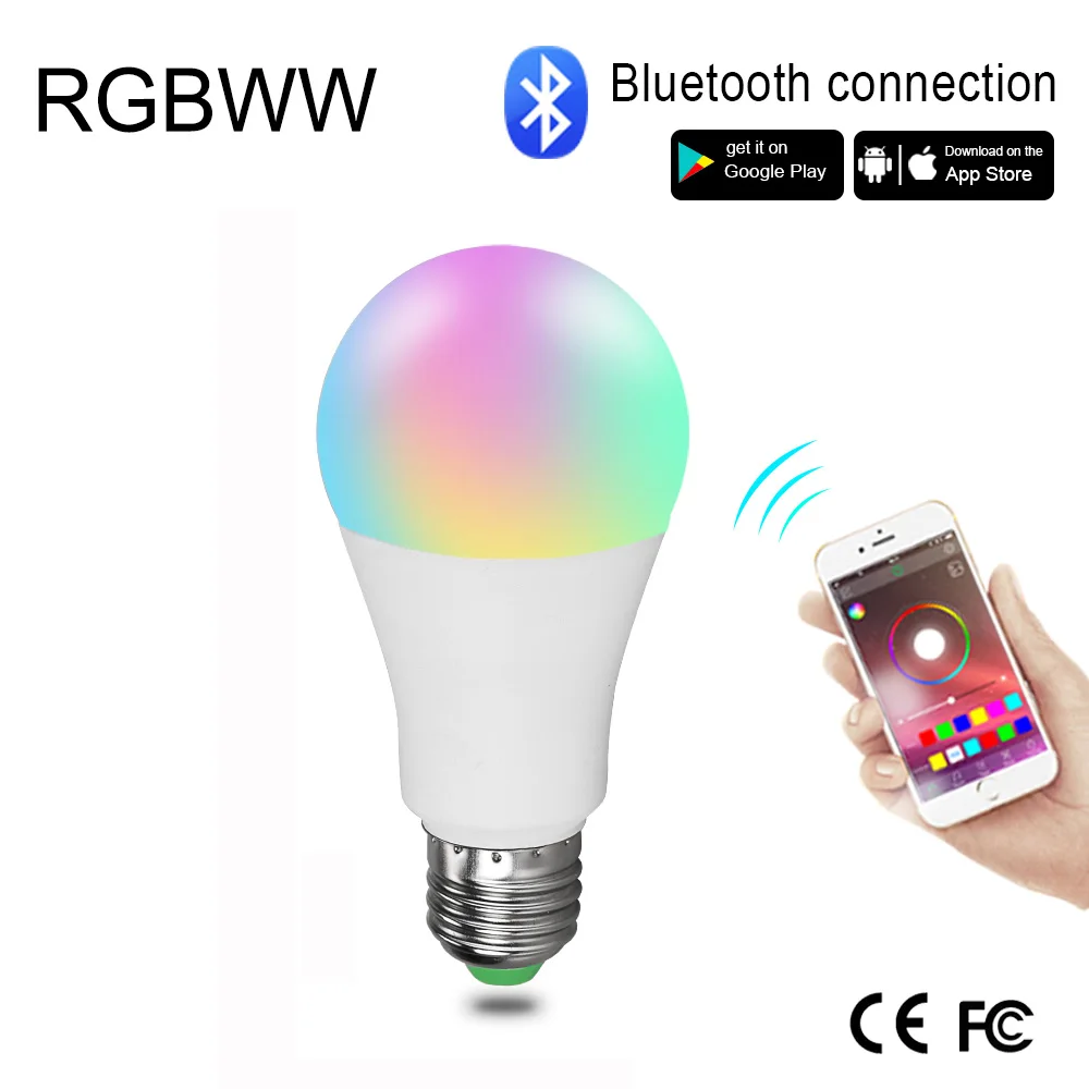 Bluetooth Bulb RGBWW E27 Светодиодный светильник смарт-лампочка WIFI RGB 15 Вт Bluetooth приложение управление умная лампа светильник с регулируемой яркостью кухня под шкаф Домашний Светильник ing - Цвет: Bluetooth Bulb RGBWW
