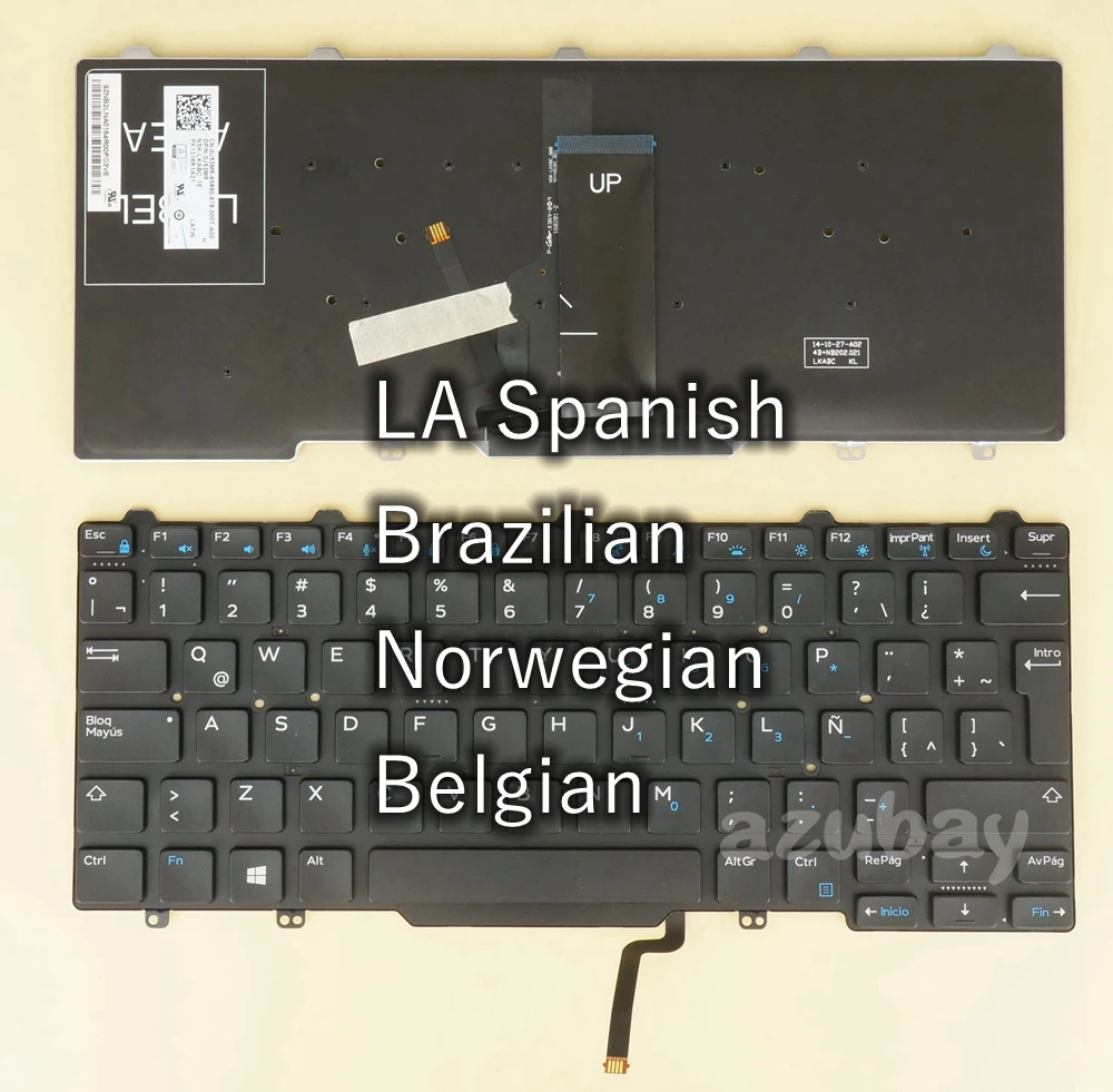 

LA Spanish BR Portuguese Norwegian Keyboard For Dell Latitude 13 Education 3340 3350, 13 7350 0J53MR 0H60F2 0R4K2Y Backlit
