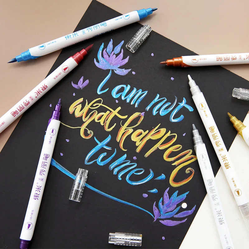 10 цветов Ручка кисть для каллиграфии Многофункциональный маркер с двойной