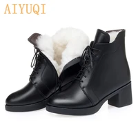 aiyuqi women winter boots genuine leather 2021 new women booties ankle boots lace up large size ladies martin boots