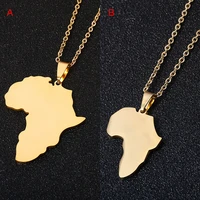 fashion selling african map pendant necklaces men women stainless steel gold color africa map jewelry gift
