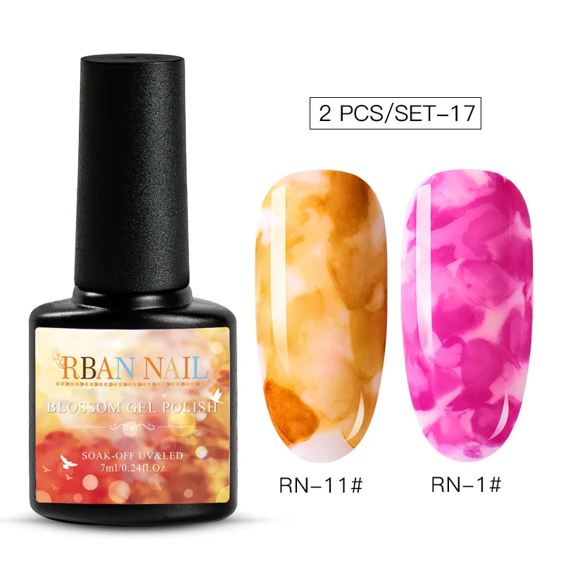 ZH04540 RBAN NAIL 8 мл Цветущий Гель-лак для ногтей акварельные чернила эффект дыма мрамор смазывание Lquid градиентный лак Гель-лак для творчества маникюр - Цвет: ZH04540