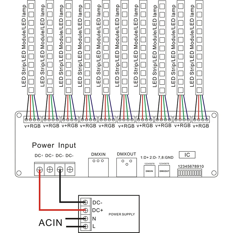 

30 Channel 30CH DMX LED Controller DMX Decoder Drive RGB LED Controller DC9V-24V