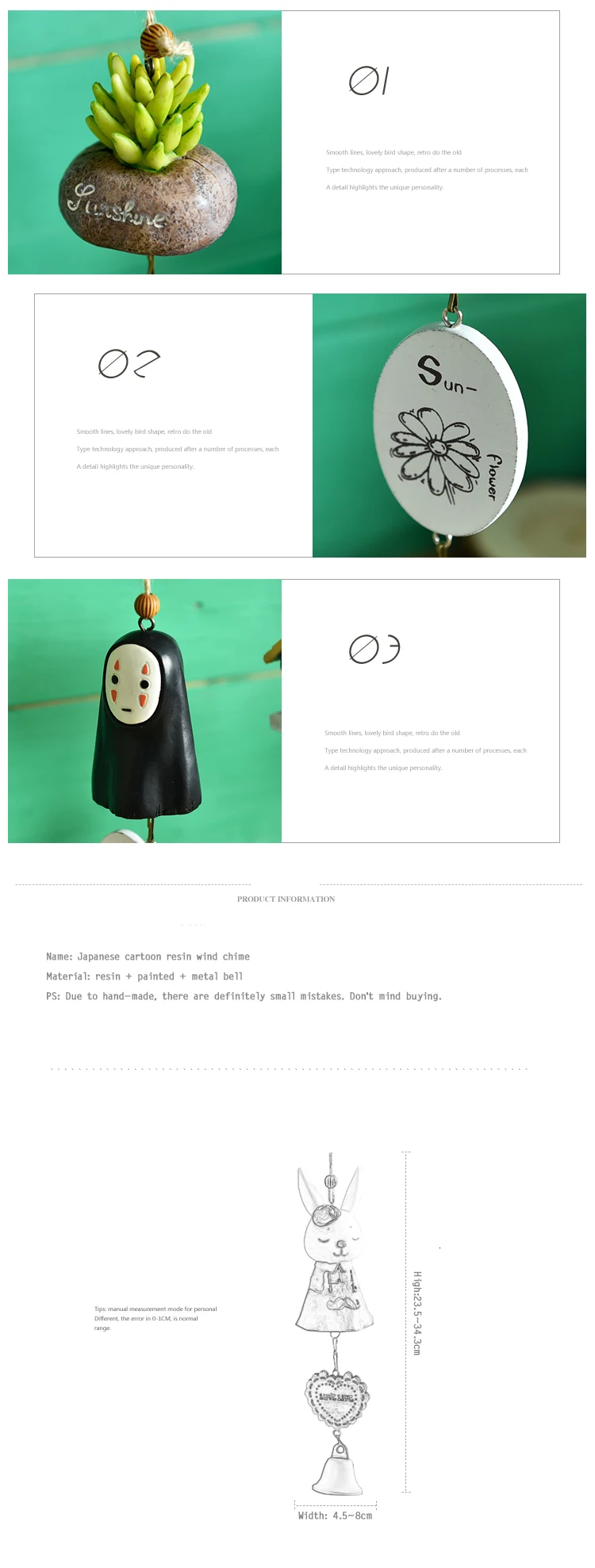 DIY Totoro wind chime, детское украшение для дома, милая Девичья комната, украшение для дома, колокольчик, подвеска, подарок на день рождения, смола, животный колокольчик s