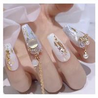 1 pcs charm pearl luxury zircon 3d nail art decorations shiny diamonds crystal alloy bowknot jewelry design accessories