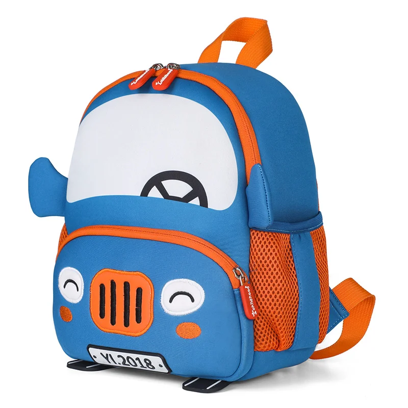 Модные Синие Школьные сумки с машинкой для мальчиков и девочек детские рюкзаки