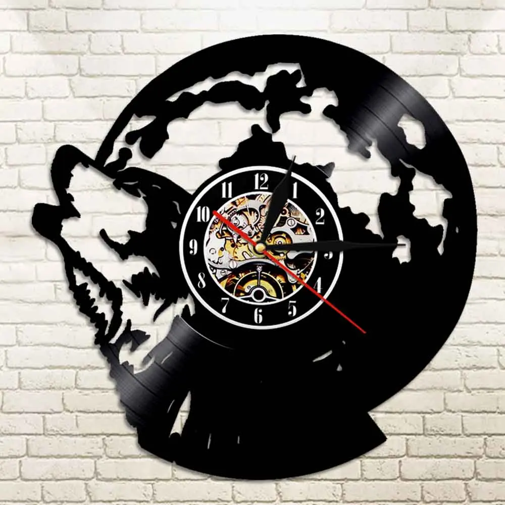 Настенные часы с изображением воющего волка на Луне современные декоративные