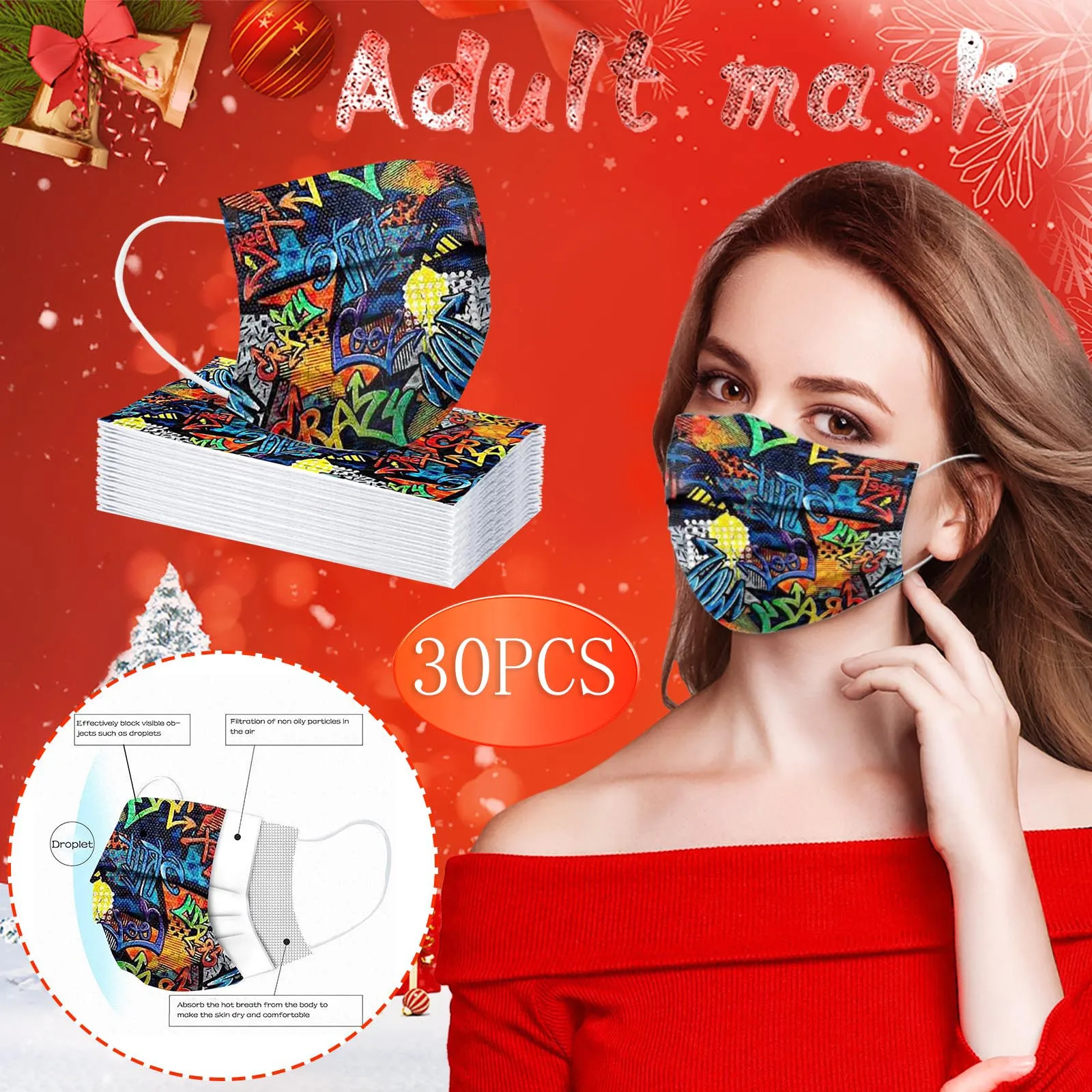 30 шт маска для лица взрослых персонализированные граффити Футбол мультфильм