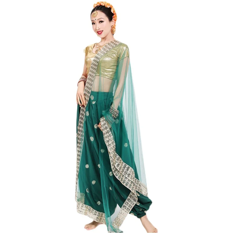 

Индийские сари с широкими штанинами, костюмы для выступлений на сцене, костюм для танца живота, Восточное женское праздничное платье